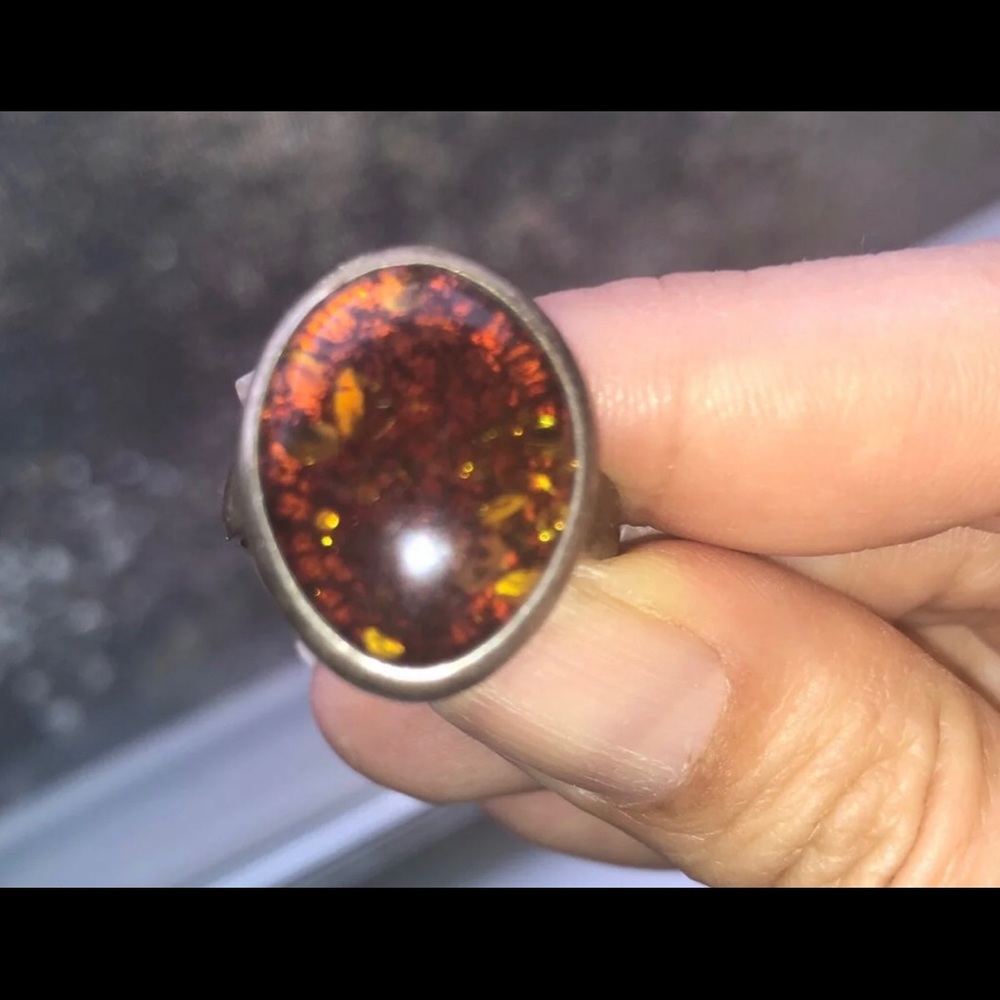 Amber Sterling silver ring
